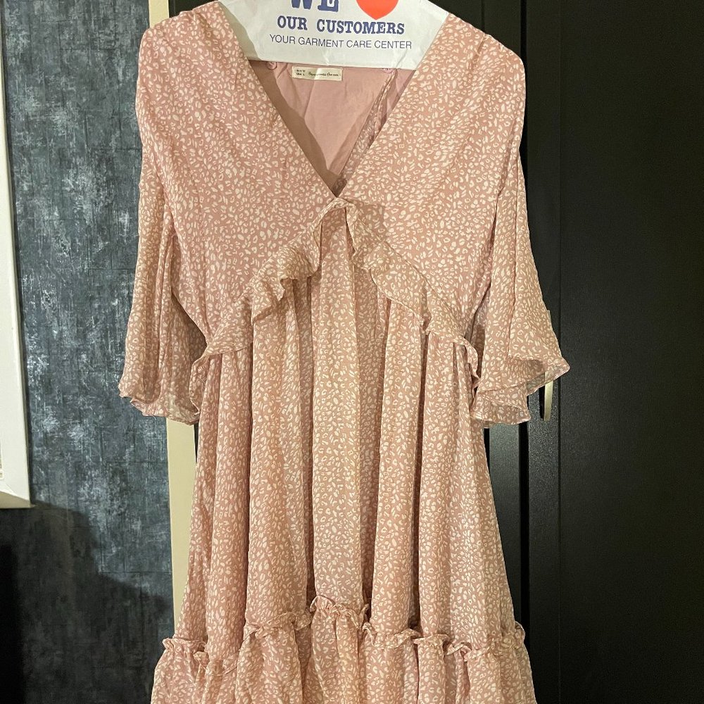 Here Comes the Sun Leopard Print Ruffle Bell Sleeve Blush pink Large